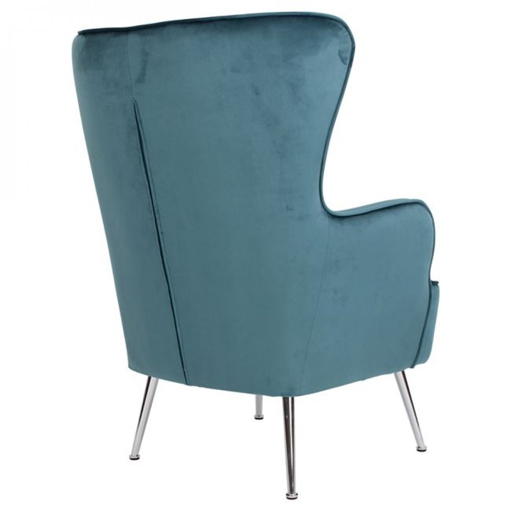 Πολυθρόνα "CROMA" βελούδινη σε μπλε χρώμα 72x78x104