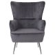 Πολυθρόνα "CROMA" βελούδινη σε γκρι χρώμα 72x78x104