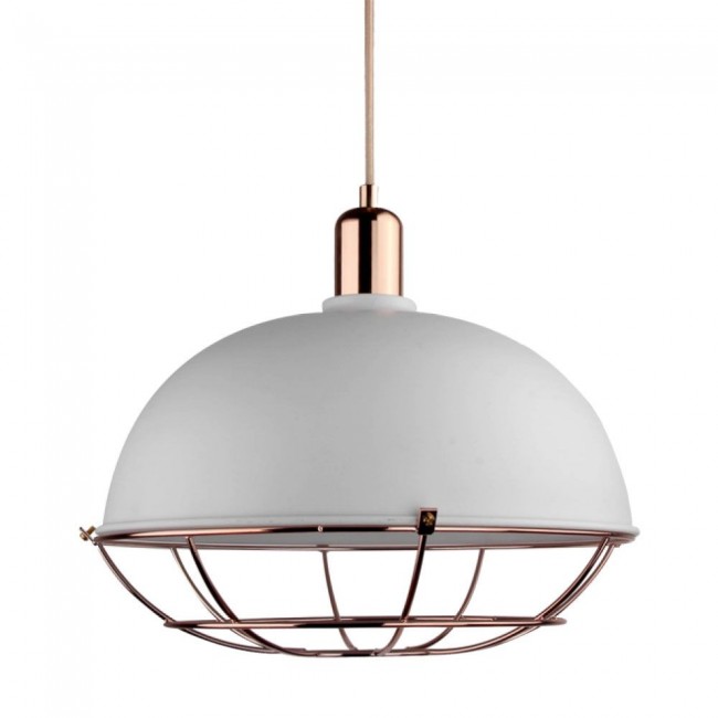 Φωτιστικό μονόφωτο μεταλλικό σε χρώμα λευκό-χάλκινο Φ35