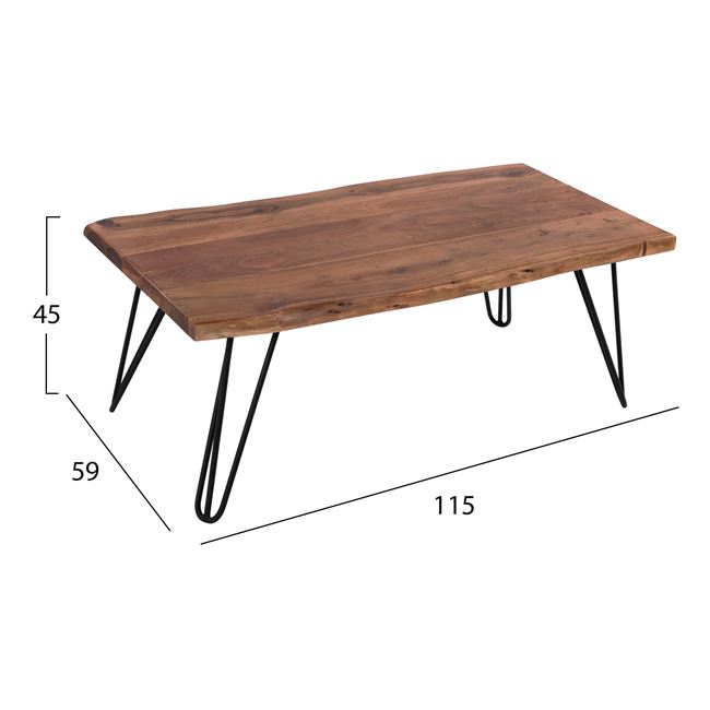 Τραπέζι σαλονιού "RIO" ξύλινο σε χρώμα μαύρο/φυσικό 115x59x45