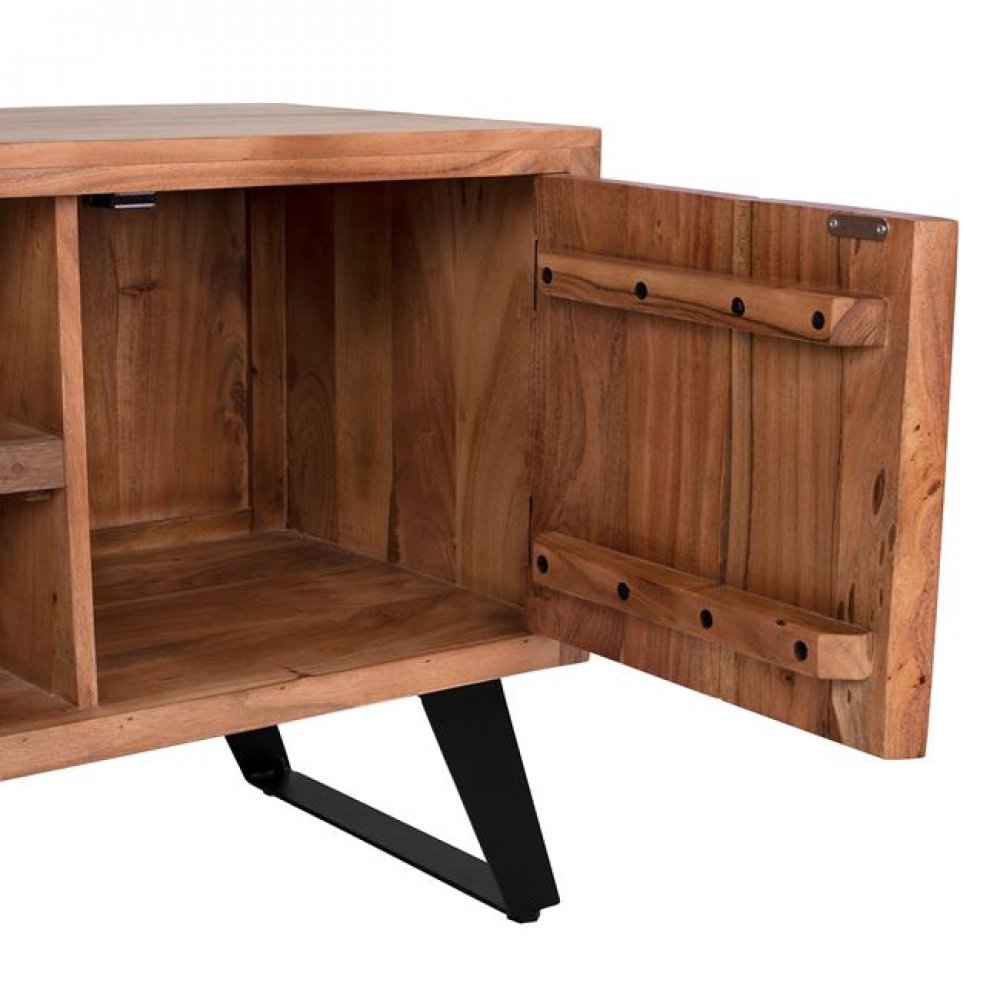 Έπιπλο τηλεόρασης "FANSI" ξύλινο σε χρώμα φυσικό/μαύρο 135x43x61,5