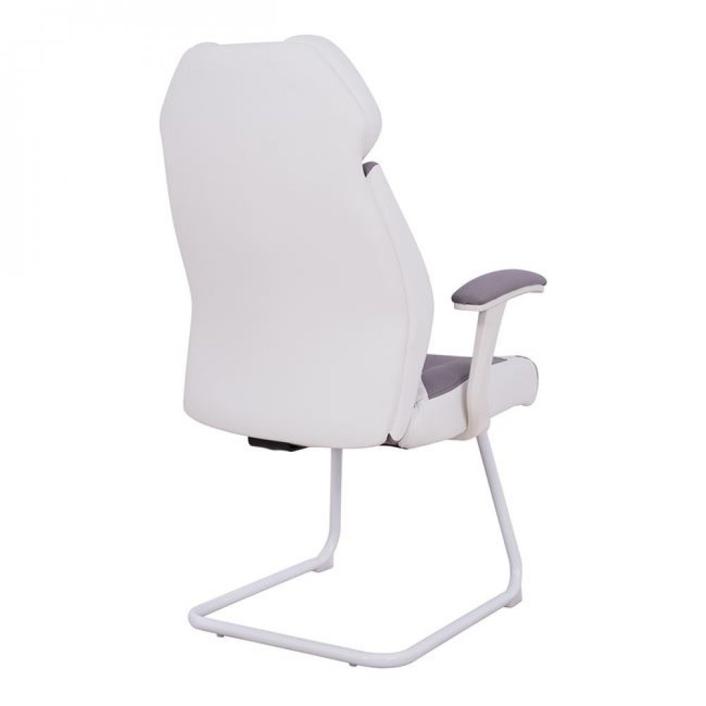 Πολυθρόνα επισκέπτη από ύφασμα/PP σε χρώμα γκρι/λευκό 63x64x107