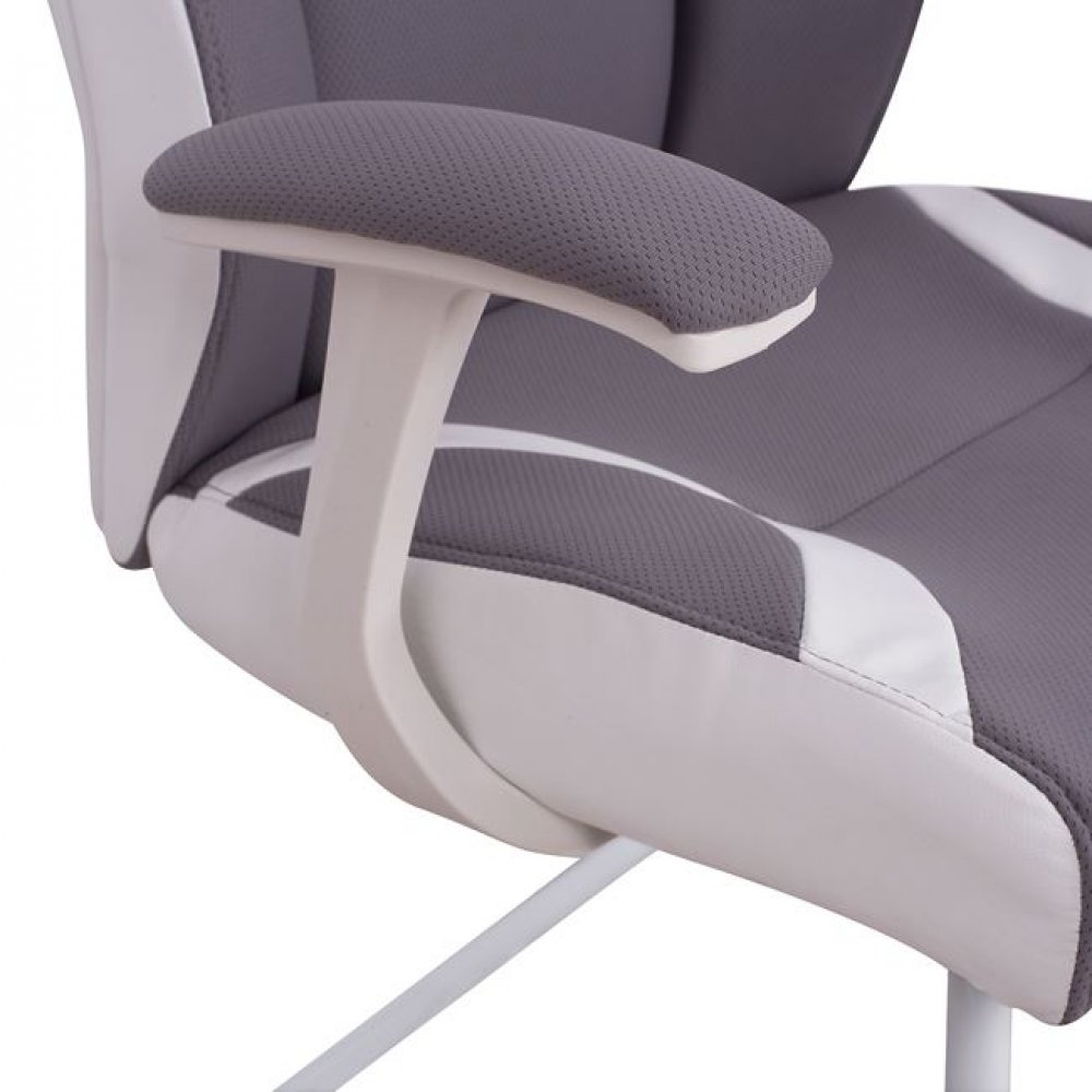 Πολυθρόνα επισκέπτη από ύφασμα/PP σε χρώμα γκρι/λευκό 63x64x107