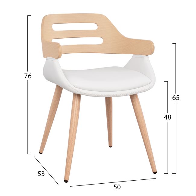 Πολυθρόνα επισκέπτη "SUPERIOR PRO" από μέταλλο/PU σε χρώμα λευκό 50x53x76