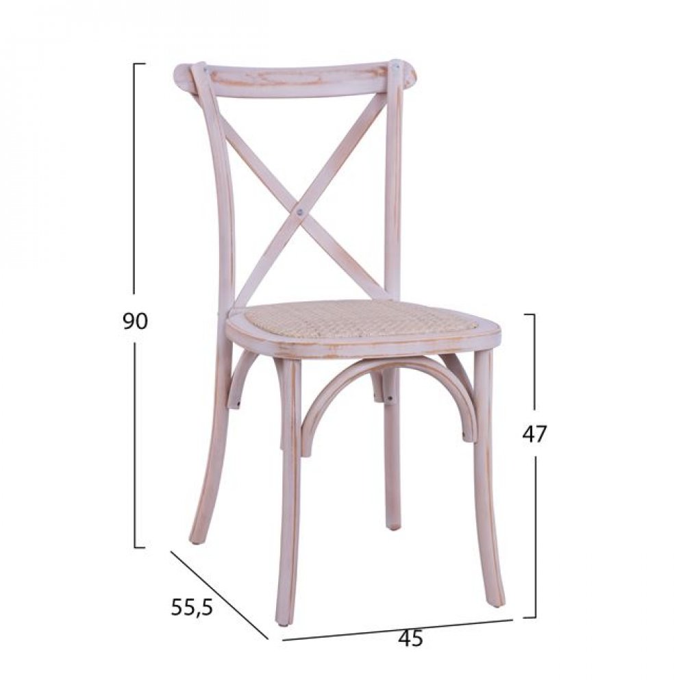 Καρέκλα χιαστί "OWEN" ξύλινη σε χρώμα λευκό 45x55,5x90