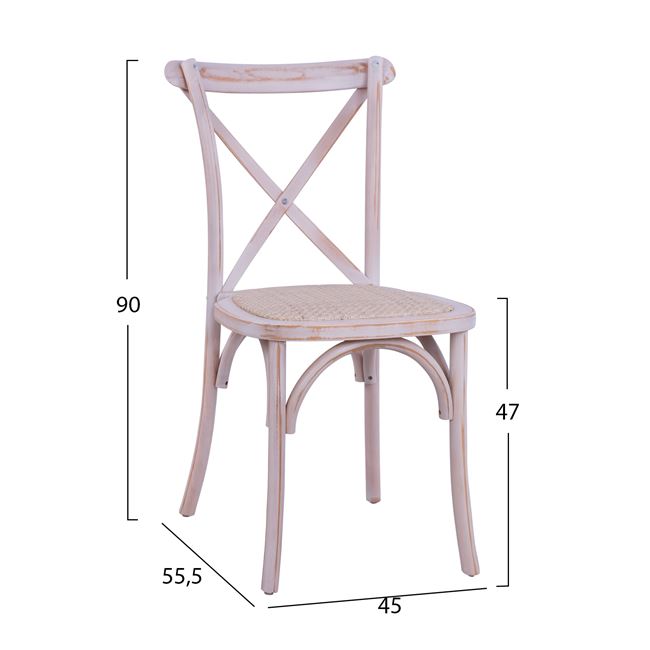 Καρέκλα χιαστί "OWEN" ξύλινη σε χρώμα λευκό 45x55,5x90