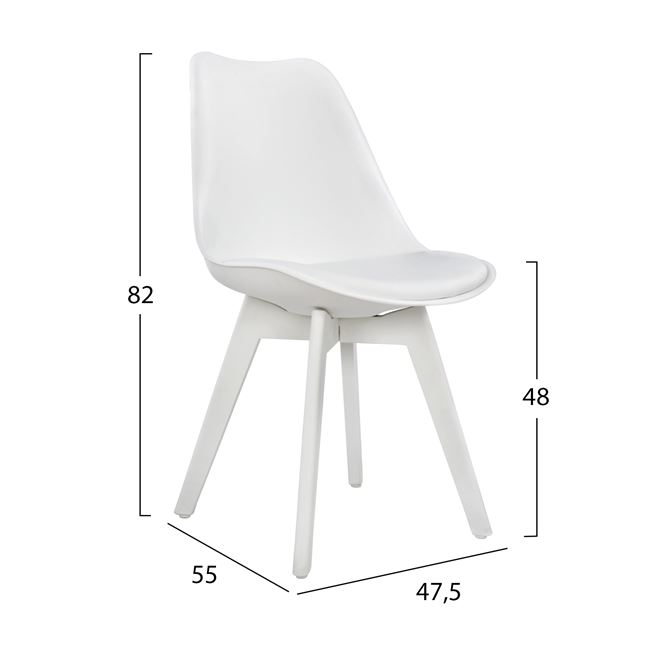 Καρέκλα "VEGAS" από PP/PU σε χρώμα λευκό 47,5x55x82