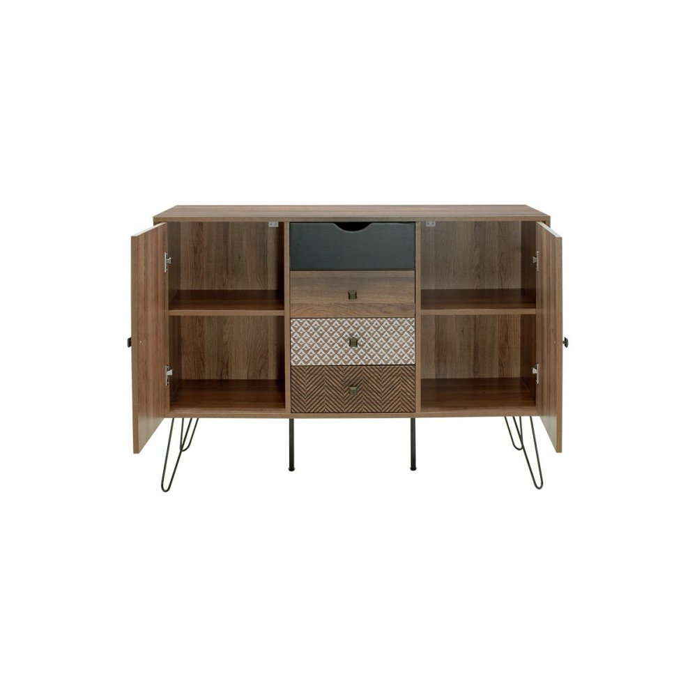 Μπουφές "BOHO" καρυδί με μεταλλικά πόδια 122x39,5x86