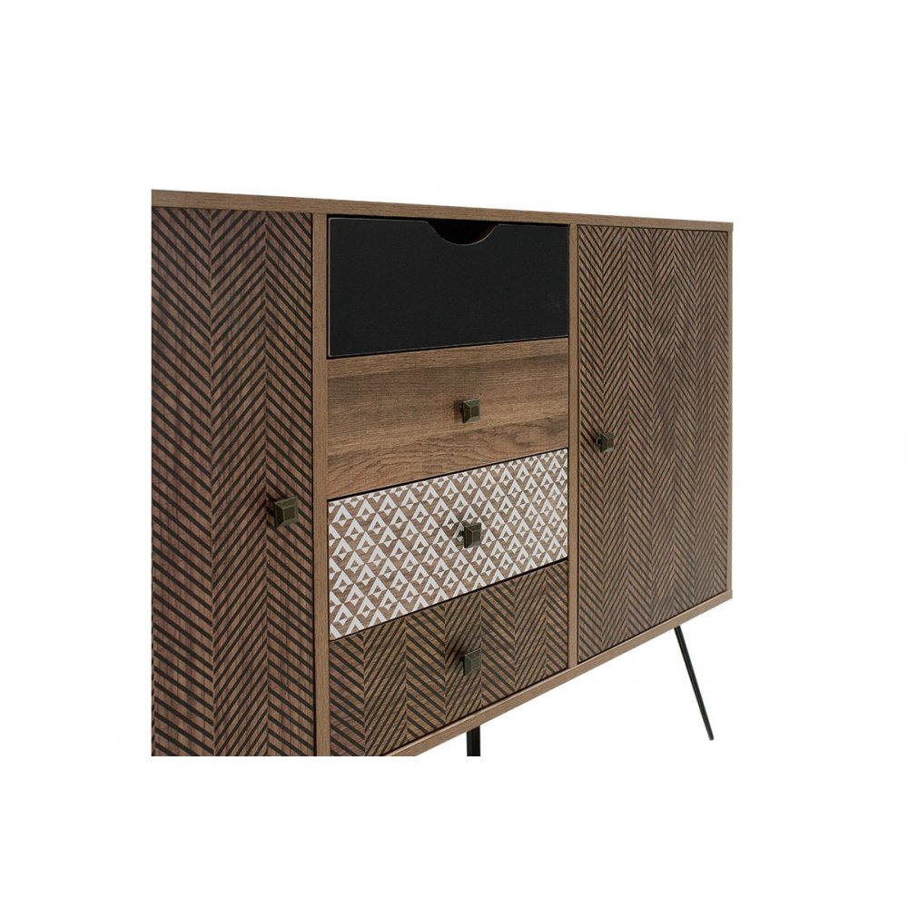 Μπουφές "BOHO" καρυδί με μεταλλικά πόδια 122x39,5x86