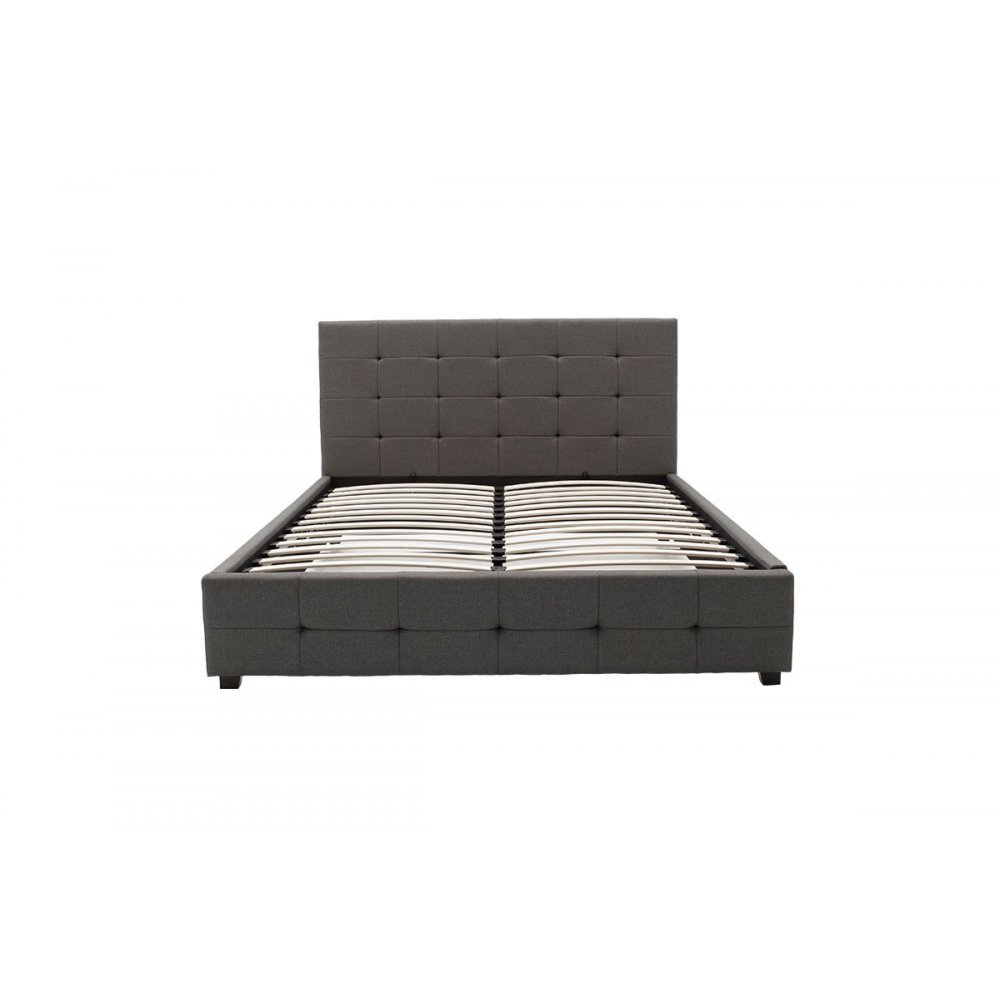 Κρεβάτι διπλό "ROI" με αποθηκευτικό χώρο από ύφασμα σε χρώμα ανθρακί 160x200