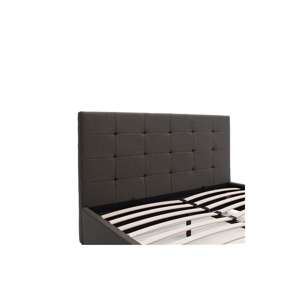 Κρεβάτι διπλό "ROI" με αποθηκευτικό χώρο από ύφασμα σε χρώμα ανθρακί 160x200