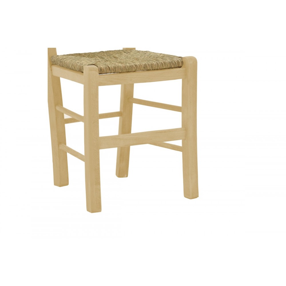 Καρέκλα καφενείου με ψάθα Santorini χιαστή άβαφο ξύλο 42x40x89εκ