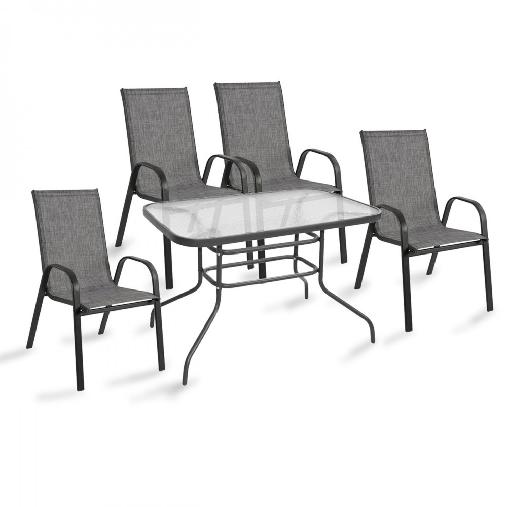 Σετ κήπου "NELY" 5 τμχ από μέταλλο/PP σε χρώμα ανθρακί 130x80x70