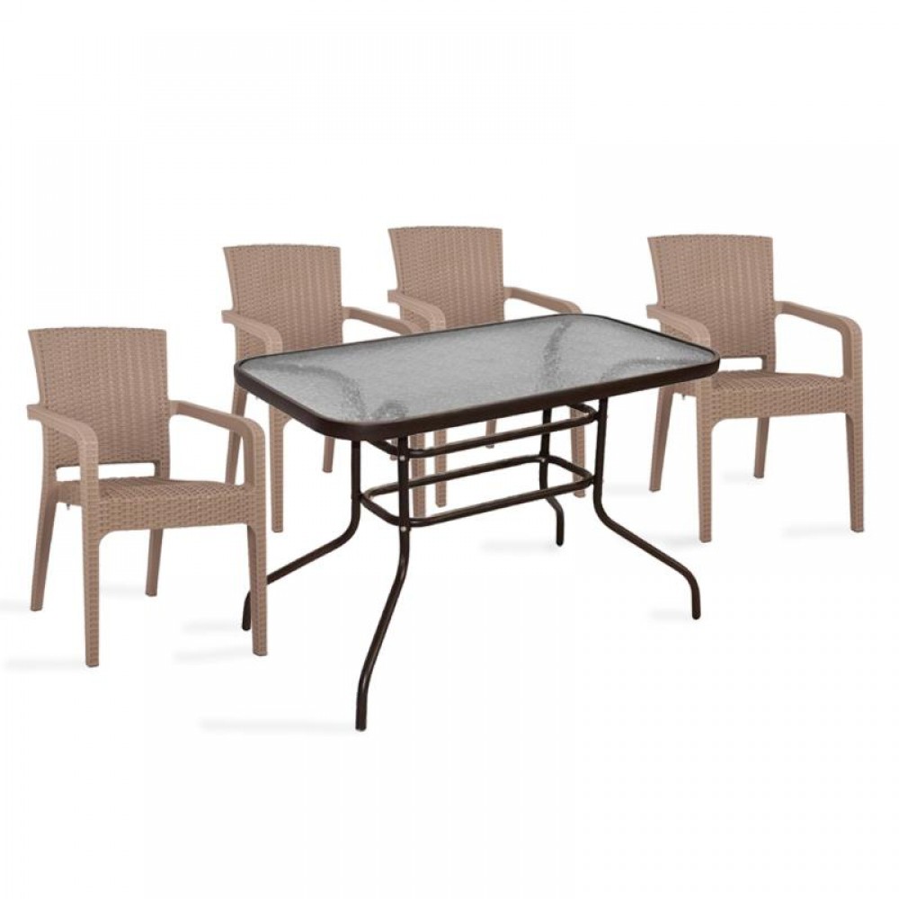 Σετ κήπου "DIVE" 5 τμχ από μέταλλο/PP σε χρώμα καφέ 100x65x70