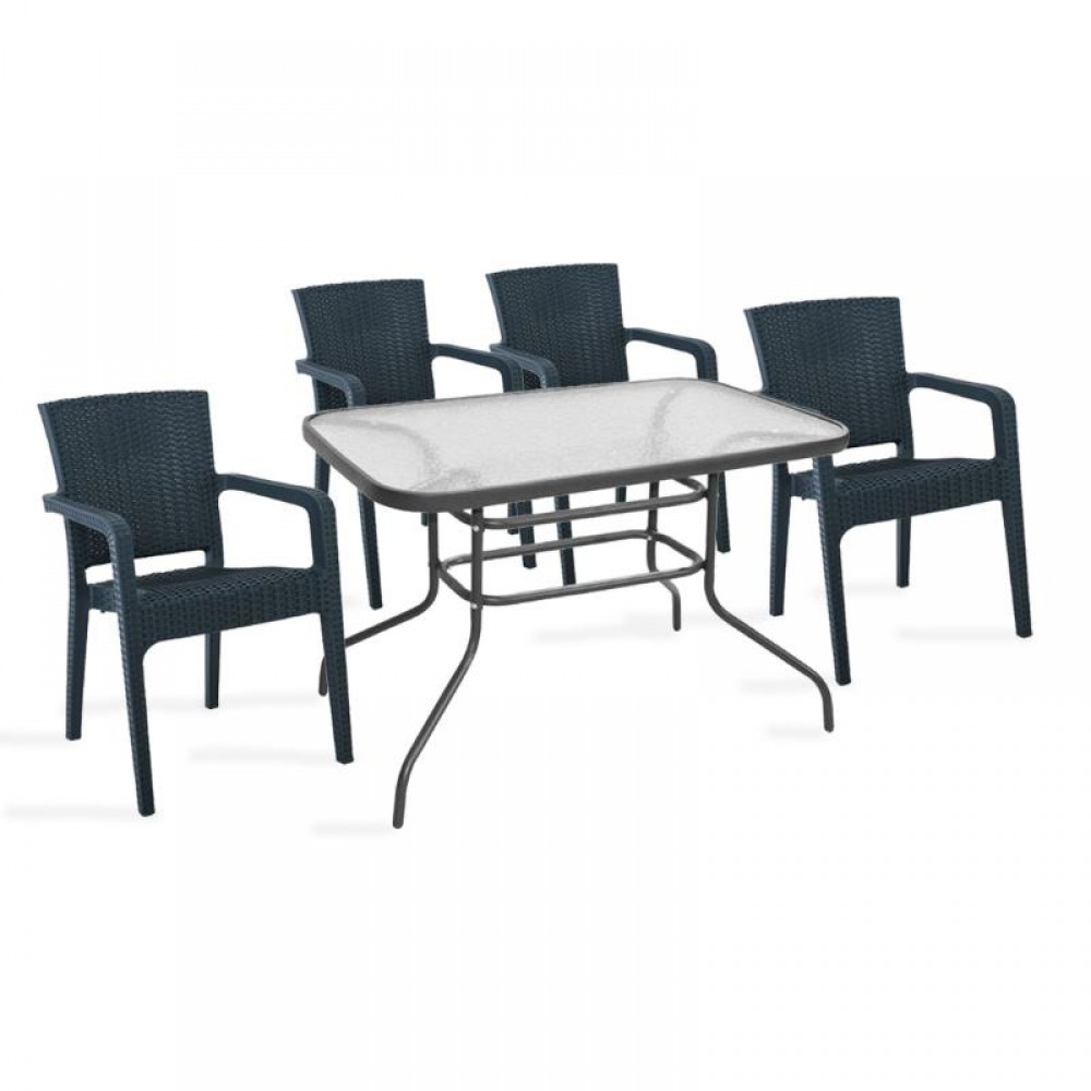 Σετ κήπου "DIVE" 5 τμχ από μέταλλο/PP σε χρώμα ανθρακί 100x65x70