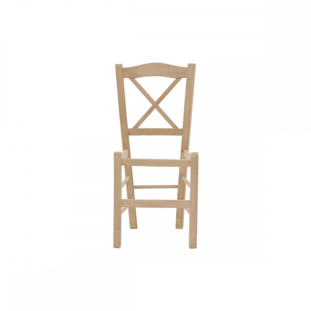 Καρέκλα καφενείου Santorini χιαστή άβαφο ξύλο 42x40x89εκ
