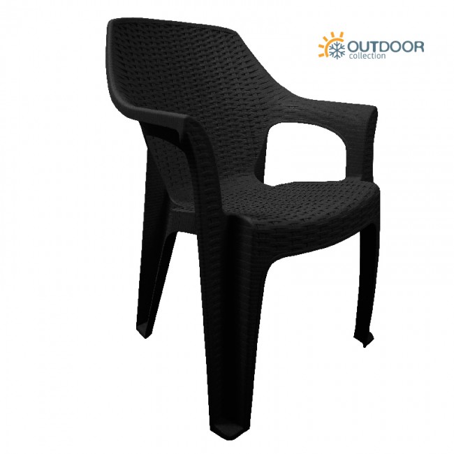 Πολυθρόνα βαρέους τύπου HERMES απο PP σε χρώμα μαύρο 60x60x80