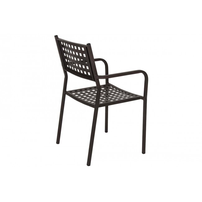 Πολυθρόνα "POLLINA" μεταλλική σε χρώμα καφέ 54x51x84