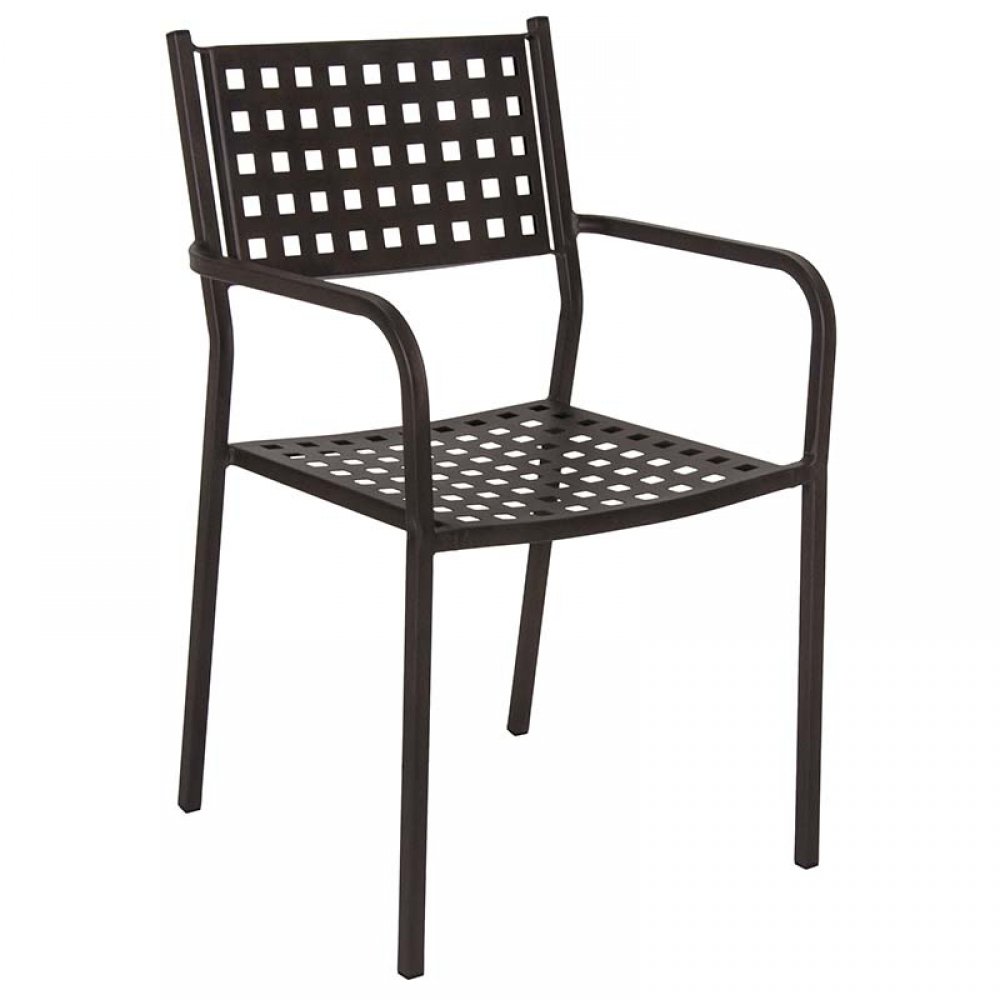 Πολυθρόνα "POLLINA" μεταλλική σε χρώμα καφέ 54x51x84