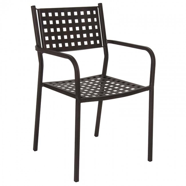 Πολυθρόνα "POLLINA" μεταλλική σε χρώμα καφέ 54x51x84