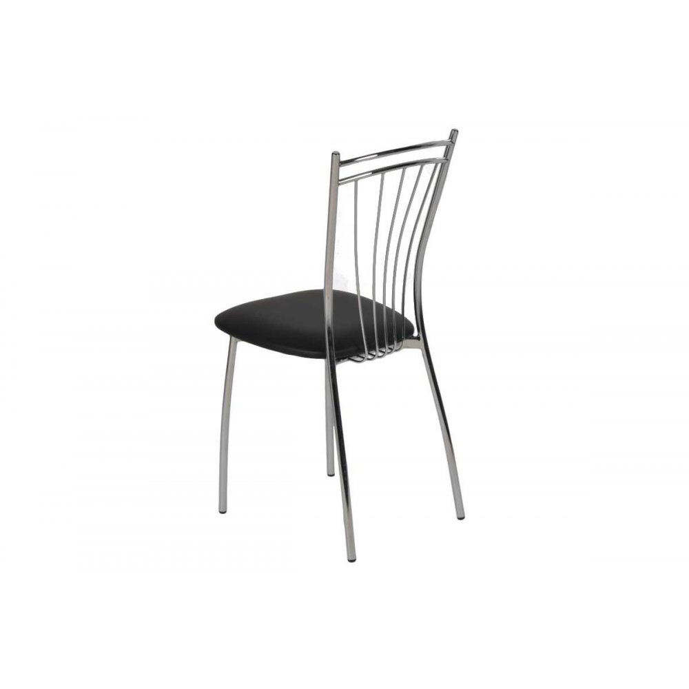 Καρέκλα "ROMA" μεταλλική από τεχνόδερμα σε μαύρο χρώμα 39x48x89