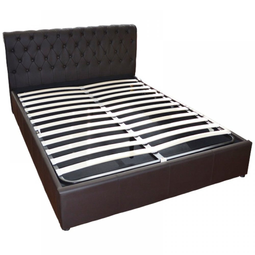 Κρεβάτι διπλό με τεχνόδερμα χρώμα σκούρο καφέ 160x200