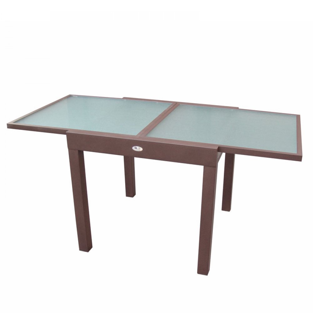 Τραπέζι αλουμινίου "CASTELLO" επεκτεινόμενο σε χρώμα καφέ 80(160)x80x75