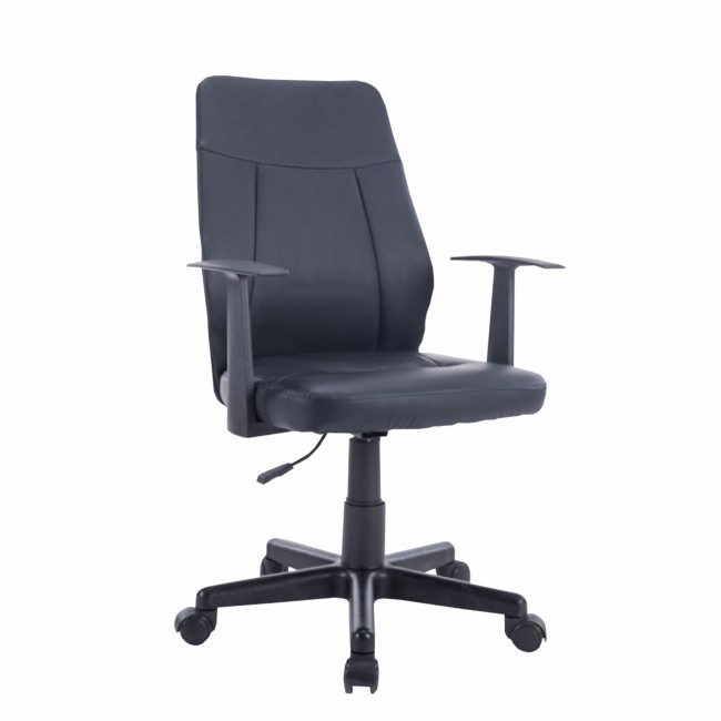 Πολυθρόνα γραφείου διευθυντή από pu σε μαύρο χρώμα 55x54x90-100