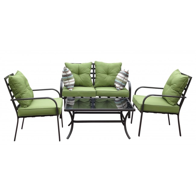 Σετ κήπου "SPRING" μεταλλικό σε χρώμα σκούρο καφέ 122x68x88