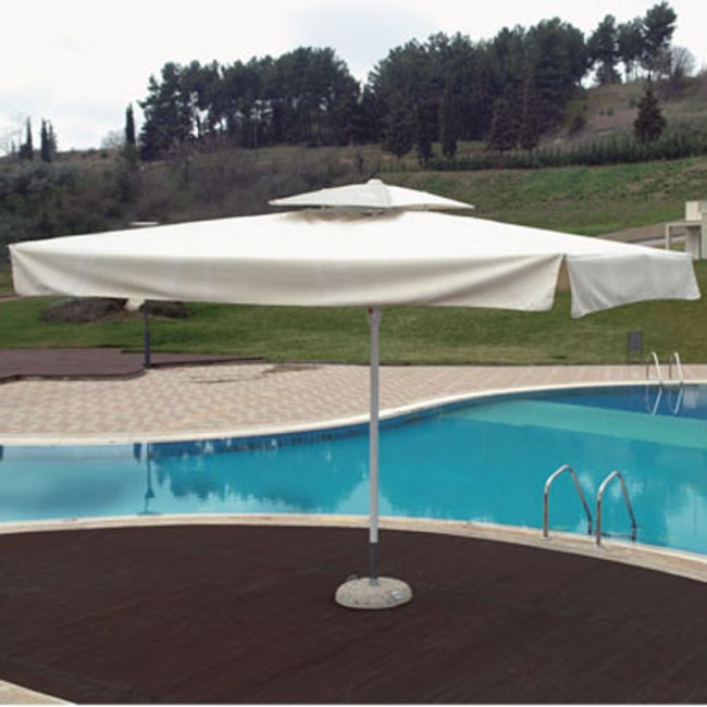 Ομπρέλα 2x3 μέτρα αλουμινίου επαγγελματική με αδιάβροχο ύφασμα σε εκρού χρώμα