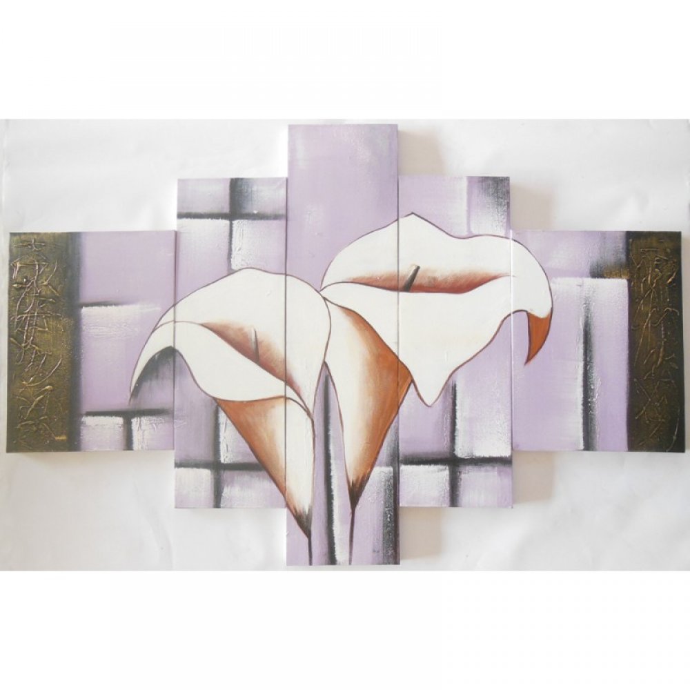 Πίνακες σετ 5τμχ σε καμβά με ανάγλυφη ελαιογραφία 20x80