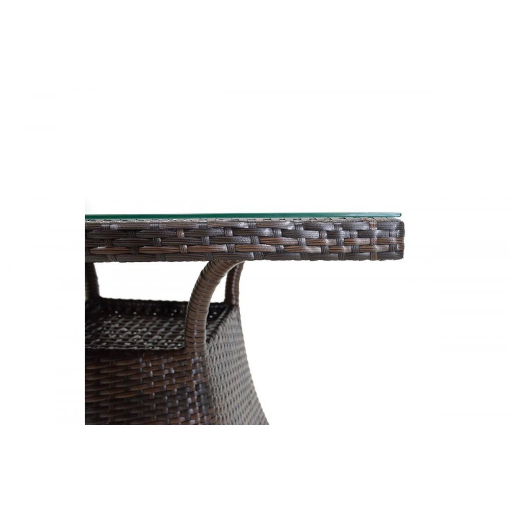 Τραπέζι αλουμινίου "TORINO" με πλέξη wicker σε χρώμα cappuccino 80x80x74