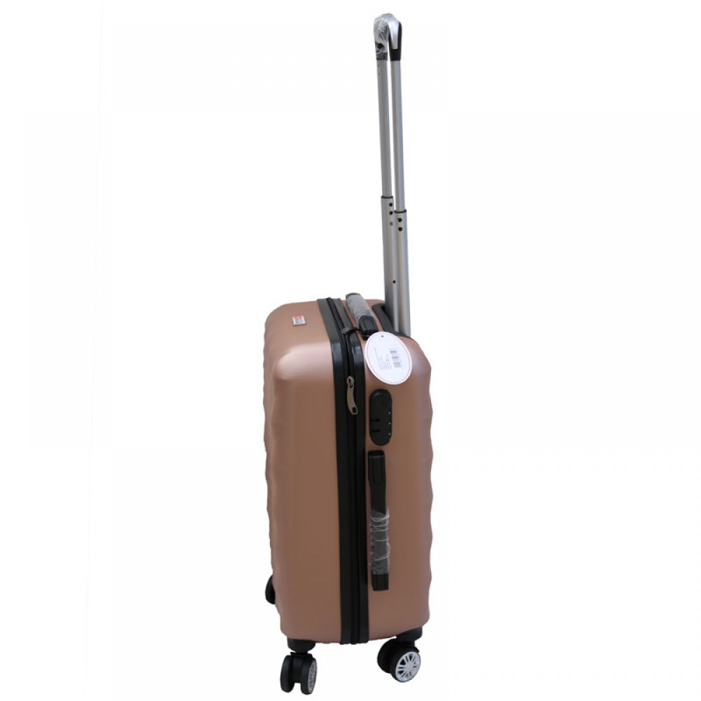 Βαλίτσα τρόλλεϋ με σκληρό εξωτερικό σκελετό σε χρώμα ροζ-χρυσό, 51x30x22