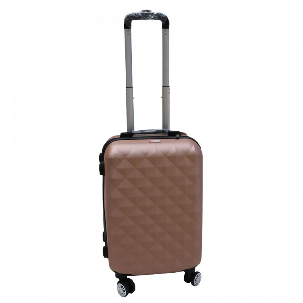 Βαλίτσα τρόλλεϋ με σκληρό εξωτερικό σκελετό σε χρώμα ροζ-χρυσό, 51x30x22