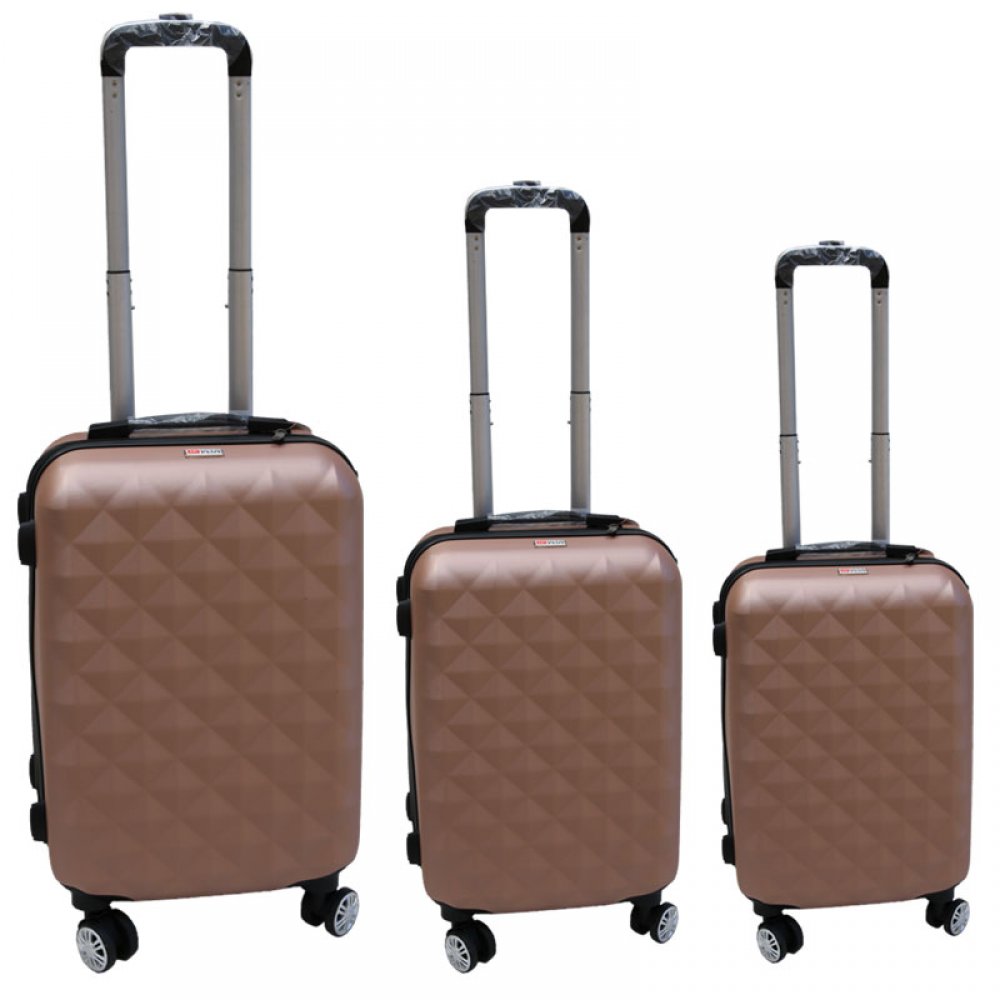 Σετ βαλίτσες 3τμχ τρόλλεϋ σε χρώμα ροζ-χρυσό