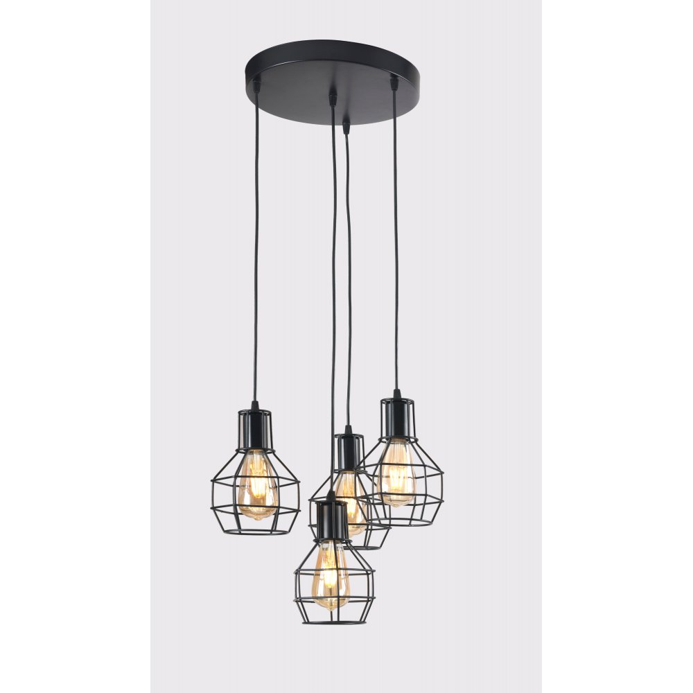 Τετράφωτο φωτιστικό κρεμαστό "PERRO" σε χρώμα μαύρο