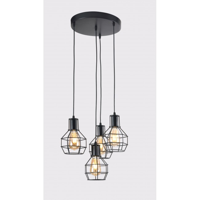 Τετράφωτο φωτιστικό κρεμαστό "PERRO" σε χρώμα μαύρο