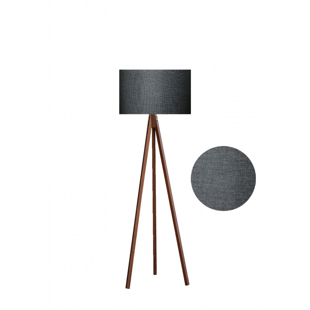 Φωτιστικό δαπέδου "EPOKA" καφέ ξύλινα πόδια-γκρι σκούρο καπέλο 40x40x145εκ
