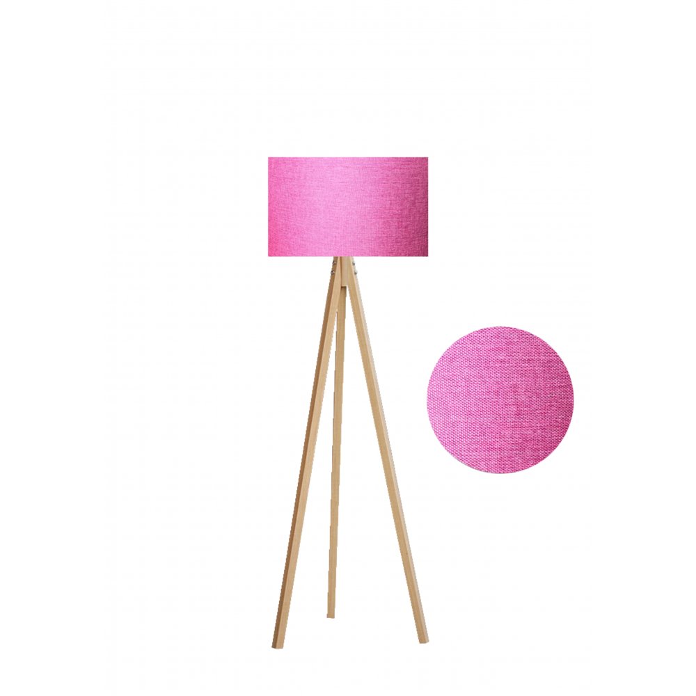Φωτιστικό δαπέδου "EPOKA" φυσικά ξύλινα πόδια-ροζ καπέλο 40x40x145