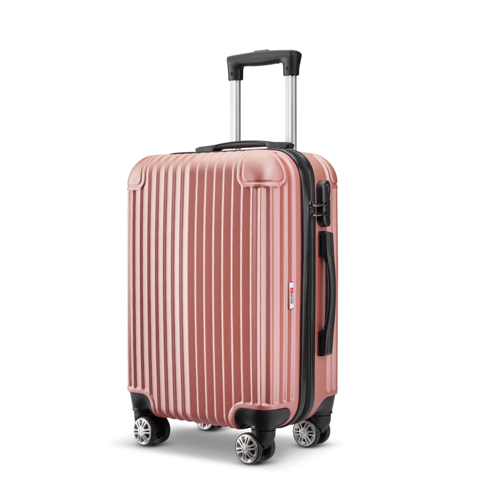 Βαλίτσα τρόλλεϋ abs με κλειδαριά ασφαλείας σε ροζ-χρυσό χρώμα 51x30x20