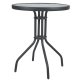 Τραπέζι "LIMA NEW" από μέταλλο/γυαλί σε χρώμα ανθρακί Φ60x70