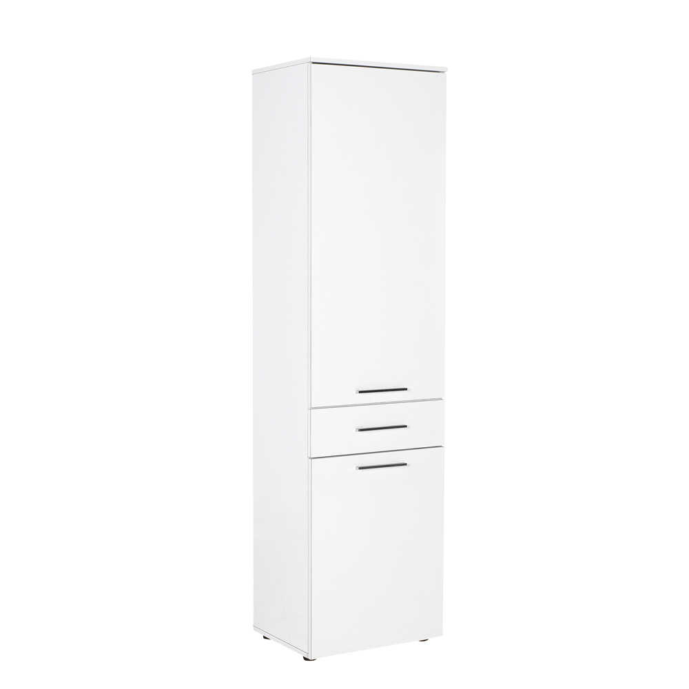 Ντουλάπι μπάνιου με καλάθι απλύτων σε χρώμα λευκό high gloss 52x38x187