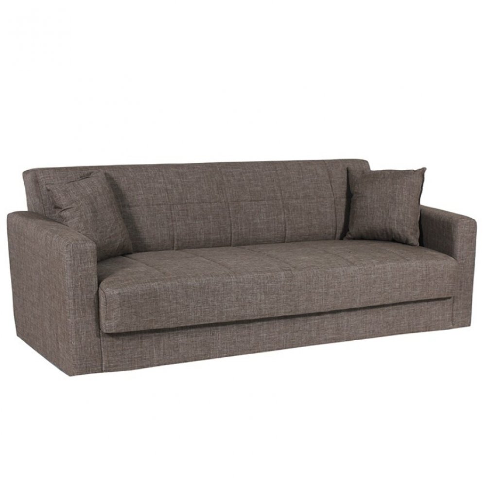 Καναπές κρεβάτι "MARBELLA" τριθέσιος υφασμάτινος σε χρώμα καφε 214x78x78