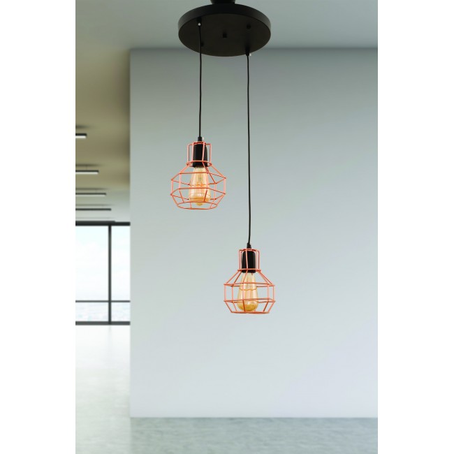 Φωτιστικό δίφωτο "PERRO" από μέταλλο σε χρώμα μαύρο/χαλκό Ε27 Φ35Χ105-115