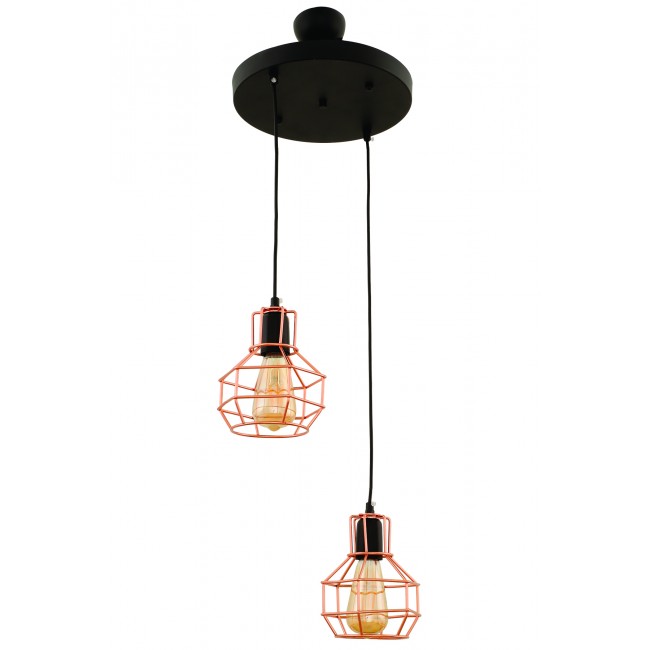 Φωτιστικό δίφωτο "PERRO" από μέταλλο σε χρώμα μαύρο/χαλκό Ε27 Φ35Χ105-115