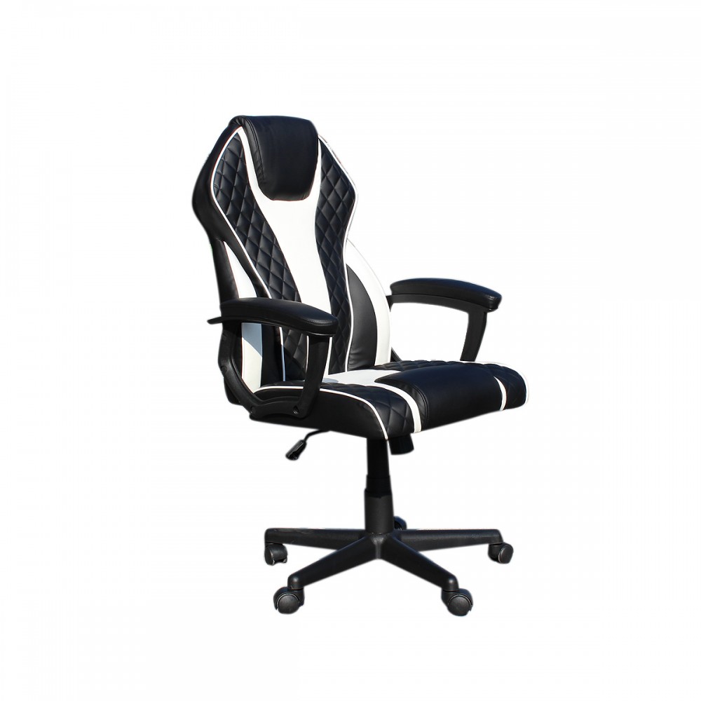 Πολυθρόνα "GAMING" από PVC σε χρώμα μαύρο/λευκό 67x72x127/137