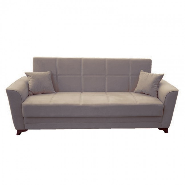 Καναπές-κρεβάτι τριθέσιος "DAISY" υφασμάτινος σε χρώμα γκρι-μπεζ 233x85x90