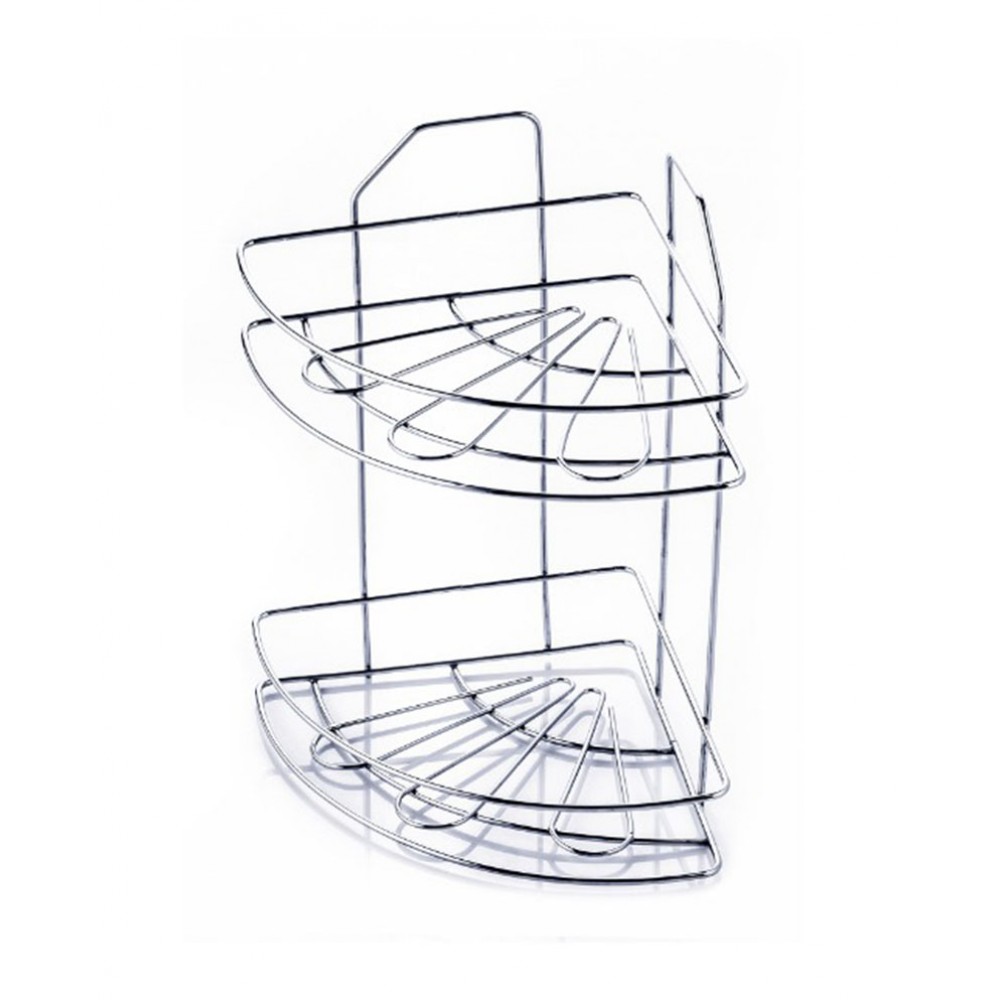 Ραφιέρα μπάνιου γωνιακή με 2 ράφια μεταλλική 47x46x36