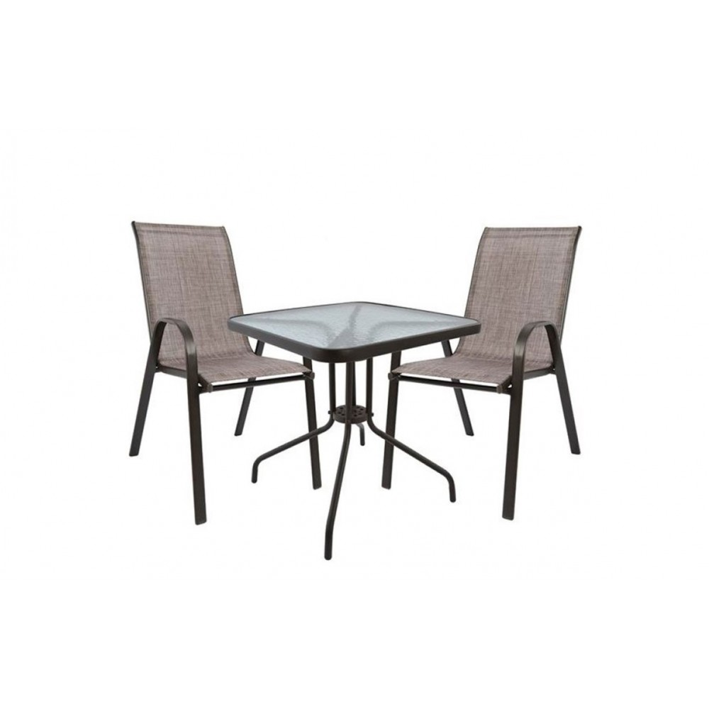 Σετ κήπου 3τμχ μεταλλικό σε ανθρακί χρώμα 70x70x71