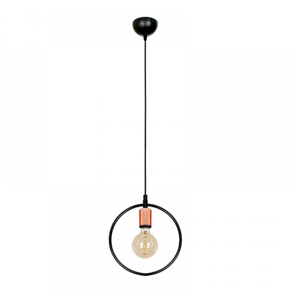 Φωτιστικό μονόφωτο "CYCLE" από μέταλλο σε μαύρο χρώμα Ε27 Φ25x80